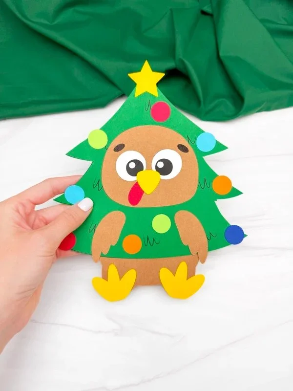 Printable template for Christmas Tree Turkey disguise craft