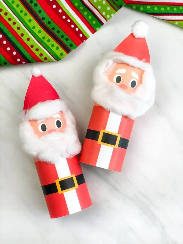 Crafty Toilet Paper Roll Santa decoration for kids with free template.