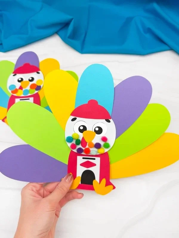 Free printable Gumball Machine Turkey Disguise template for Thanksgiving crafts
