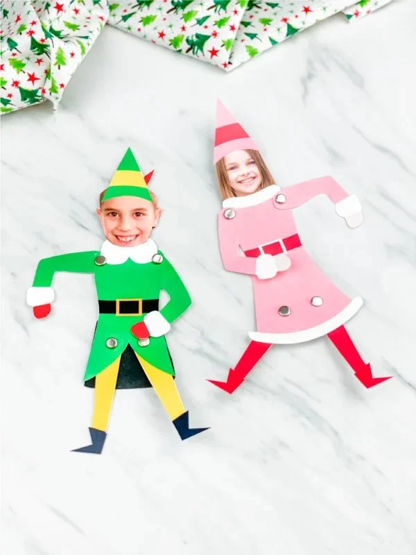 Jovie the Elf Photo Craft template for kids to create and enjoy holiday memories.