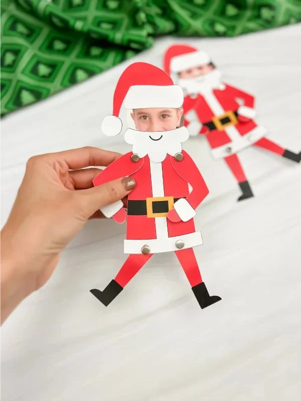 Moveable Santa photo craft template for kids holiday activity