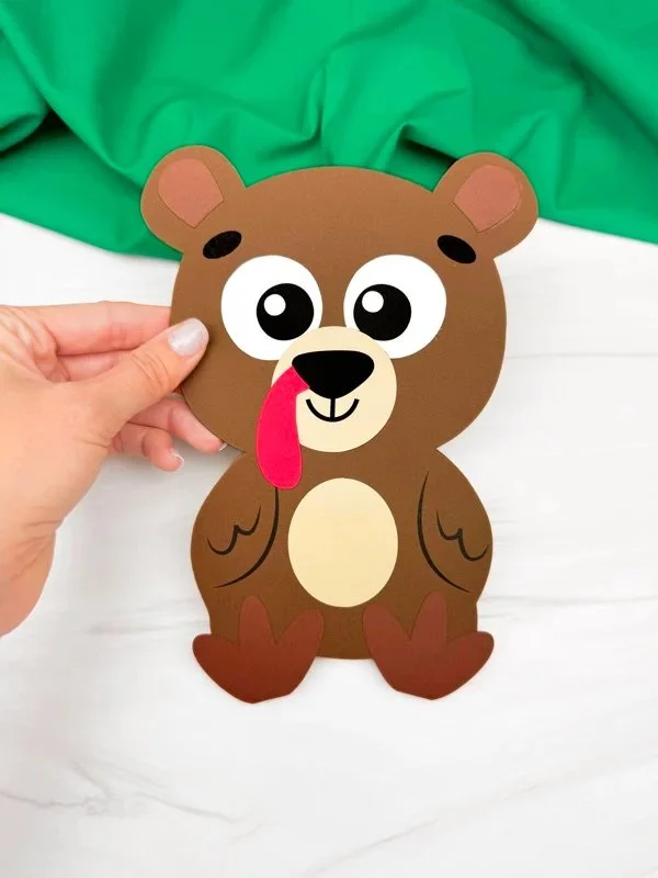 Turkey Disguise Bear Craft template for kids Thanksgiving activity