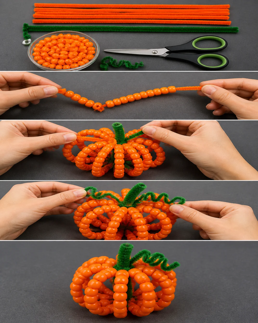 Beaded Pipe Cleaner Pumpkins