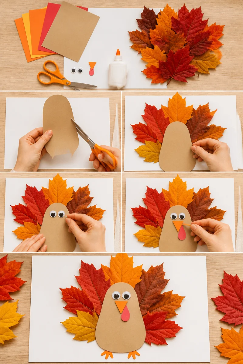 Fall Leaf Turkey Craft | Leaf Turkey with Free, Printable Template!