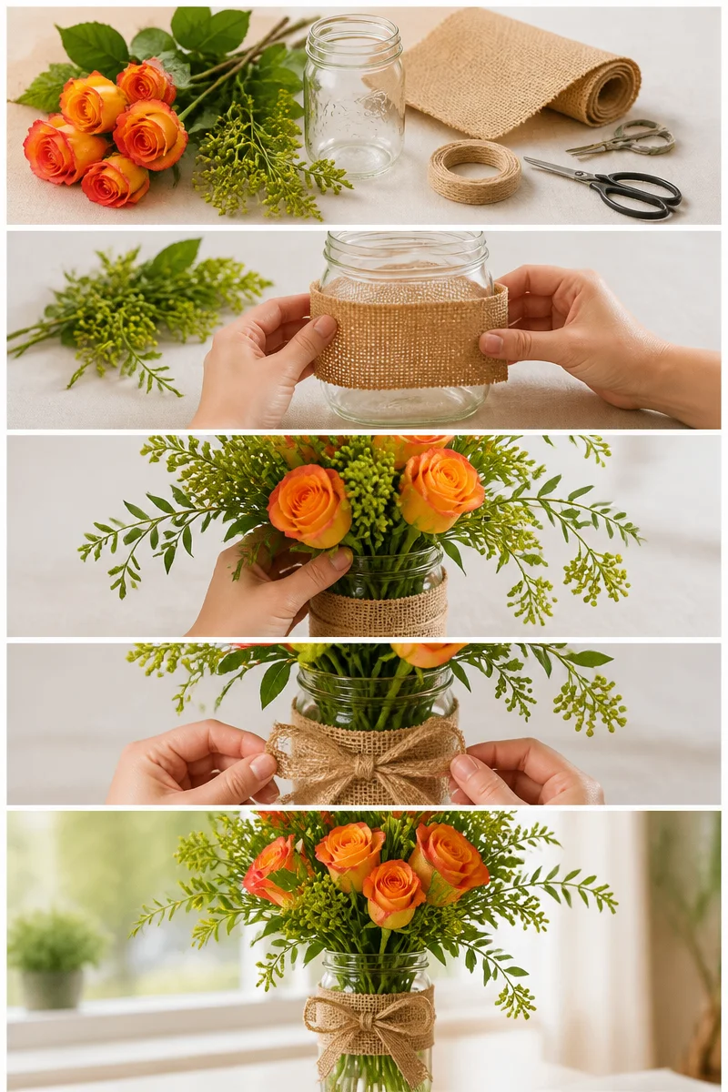 Fall Mason Jar Flower Arrangement