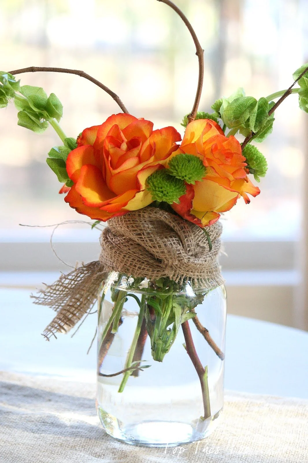Fall Mason Jar Flower Arrangement
