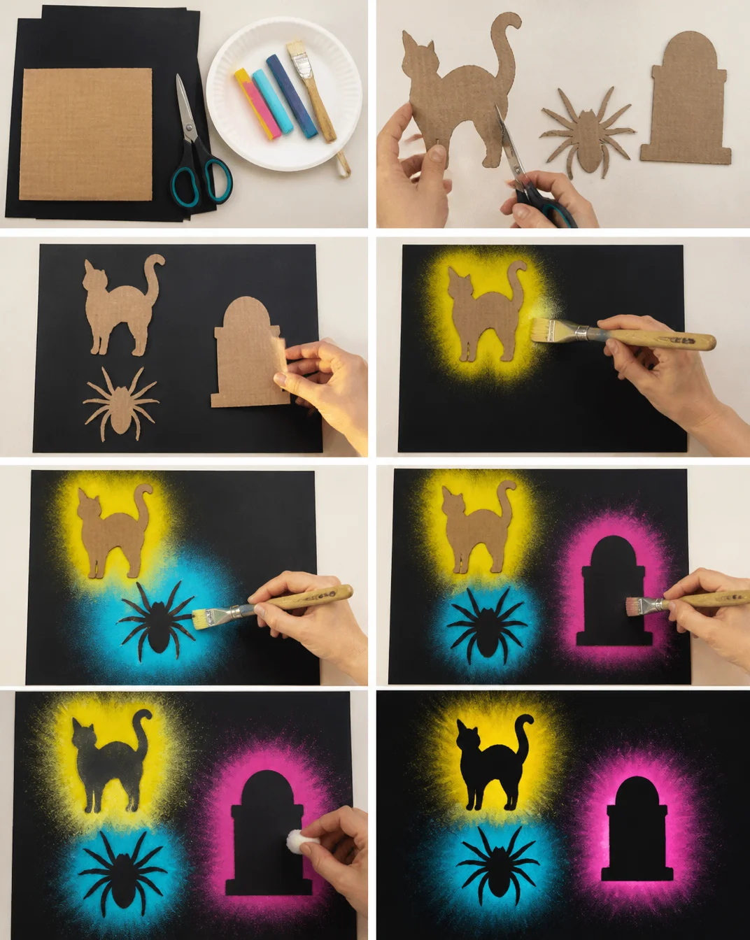 Halloween Chalk Art Silhouettes - Easy Chalk Craft for Kids