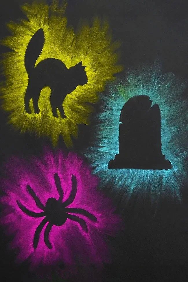 Halloween Chalk Art Silhouettes - Easy Chalk Craft for Kids