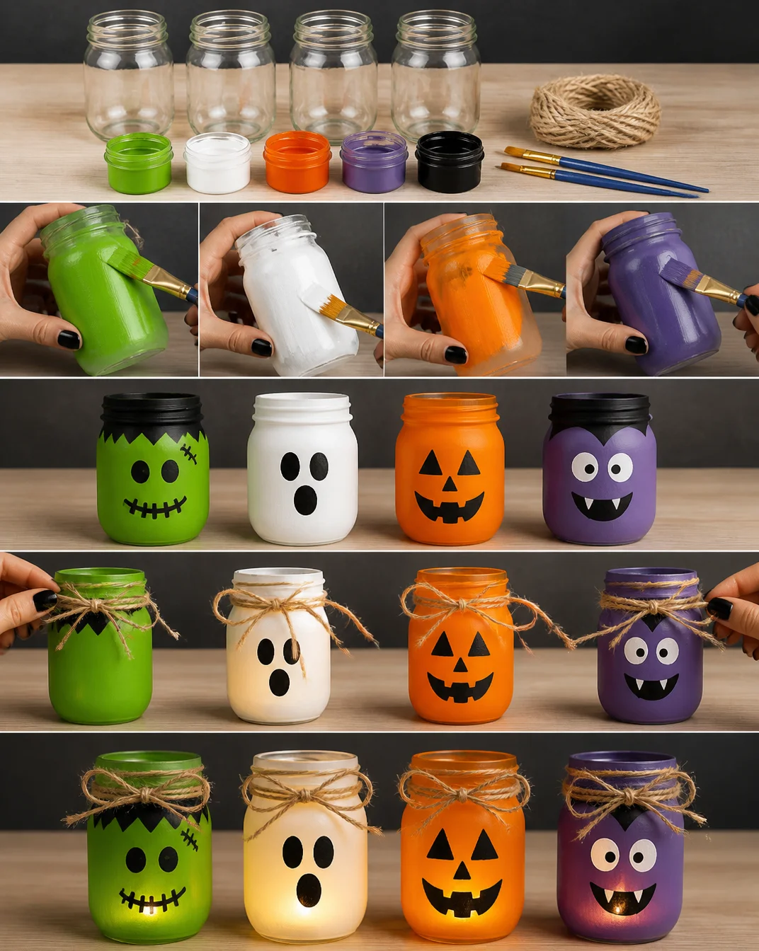Halloween Painted Mason Jars | Easy Halloween Mason Jars